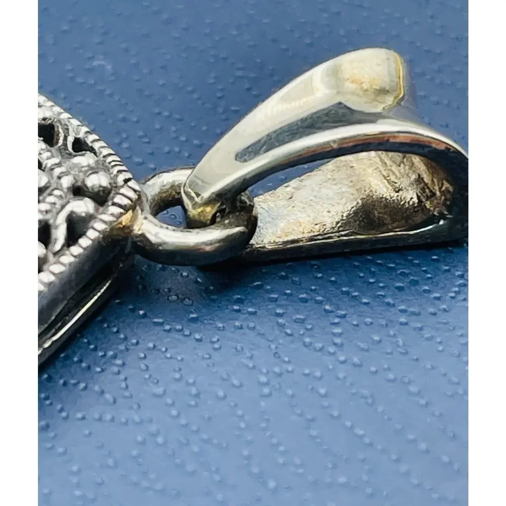 Sterling Silver Sapphire Pendant 7.00 CT Trillion Cut 1.65